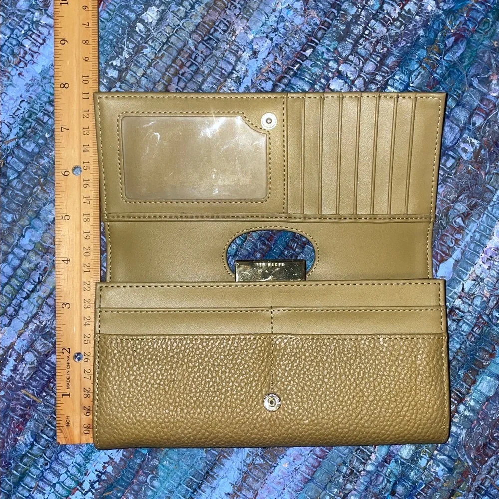 Ted Baker Leopard Print Leather Wallet in Brown and Green